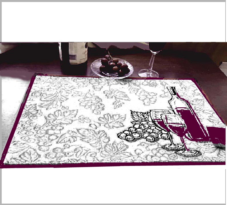 ! 4 Cloth-Fabric Tapestry-Placemats Grape Wine for 2